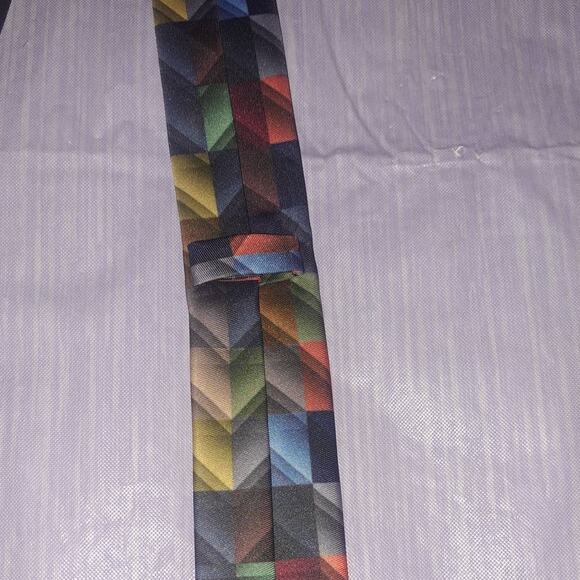 Mens Plaid Zig Zag Satin Neck Tie - Picture 4 of 6